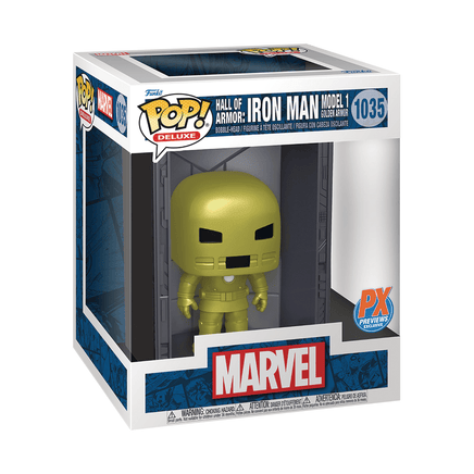 Funko POP! Deluxe: Marvel Hall of Armor - Iron Man (Model 1: Golden Armor) Vinyl Figure #1035 Previews Exclusive (PX) - The Mage's Emporium Shumi Toys & Gifts Shopify Collective Shumi Toys & Gifts Used English Exclusives Japanese Style Comic Book