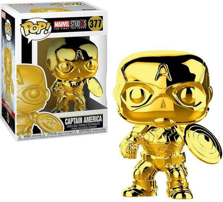Funko Pop Marvel: Marvel Studios 10 - Captain America (Gold Chrome) - The Mage's Emporium Ralphie's Funhouse Ralphie's Funhouse Shopify Collective Used English Japanese Style Comic Book