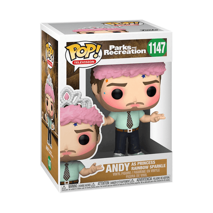 Funko POP! Parks and Recreation - Andy as Princess Rainbow Sparkle Vinyl Figure #1147 - The Mage's Emporium Shumi Toys & Gifts Shopify Collective Shumi Toys & Gifts Used English POP! Vinyl Japanese Style Comic Book