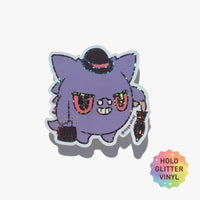 Gengarious Holographic Glitter Sticker - The Mage's Emporium Geoffrey Siu Art LLC Geoffrey Siu Art LLC Shopify Collective Used English Glitter Sticker Japanese Style Comic Book