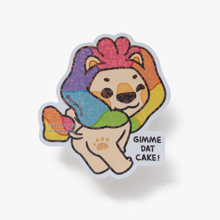 Gimme Dat Cake Adam Glitter Sticker (2.75") - The Mage's Emporium Geoffrey Siu Art LLC Geoffrey Siu Art LLC outofstock Shopify Collective Used English Glitter Sticker Japanese Style Comic Book