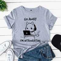 "Go Away I'm Introverting" Cat T-Shirt - The Mage's Emporium Kore Kawaii Kore Kawaii Shopify Collective Used English Japanese Style Comic Book