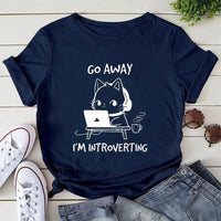 "Go Away I'm Introverting" Cat T-Shirt - The Mage's Emporium Kore Kawaii Kore Kawaii Shopify Collective Used English Japanese Style Comic Book