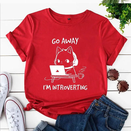 "Go Away I'm Introverting" Cat T-Shirt - The Mage's Emporium Kore Kawaii Kore Kawaii Shopify Collective Used English Japanese Style Comic Book