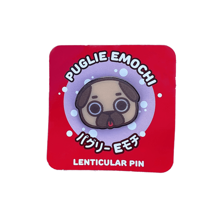 Good Smile Company: Puglie - Pug Emochi Lenticular Winking Enamel Pin - The Mage's Emporium Shumi Toys & Gifts Shopify Collective Shumi Toys & Gifts Used English Pin Japanese Style Comic Book