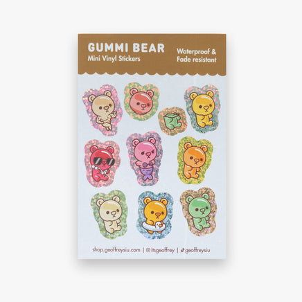 Gummi Bear Mini Vinyl Sticker Sheet - The Mage's Emporium Geoffrey Siu Art LLC Geoffrey Siu Art LLC Shopify Collective Used English Sticker Sheet Japanese Style Comic Book