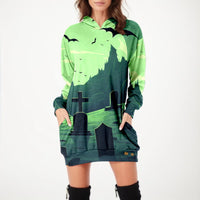 Halloween Print Hoodie Dress - The Mage's Emporium Kore Kawaii Kore Kawaii Shopify Collective Used English Japanese Style Comic Book