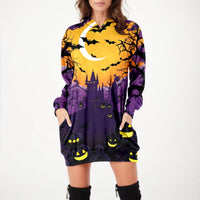 Halloween Print Hoodie Dress - The Mage's Emporium Kore Kawaii Kore Kawaii Shopify Collective Used English Japanese Style Comic Book