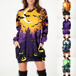 Halloween Print Hoodie Dress - The Mage's Emporium Kore Kawaii Kore Kawaii Shopify Collective Used English Japanese Style Comic Book