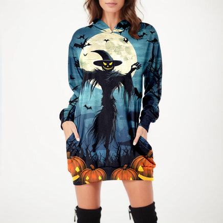 Halloween Print Hoodie Dress - The Mage's Emporium Kore Kawaii Kore Kawaii Shopify Collective Used English Japanese Style Comic Book