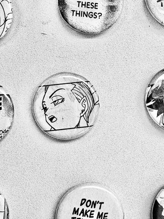 Handmade Button Badges From Recycled Manga - The Mage's Emporium The Mage's Emporium Used English Button Japanese Style Comic Book