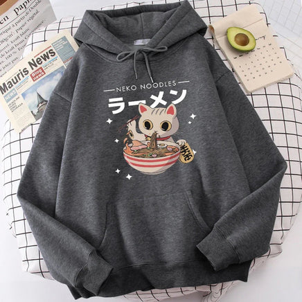 Harajuku Ramen Cat Hoodie - The Mage's Emporium Kore Kawaii Kore Kawaii Shopify Collective Used English Japanese Style Comic Book