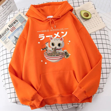 Harajuku Ramen Cat Hoodie - The Mage's Emporium Kore Kawaii Kore Kawaii Shopify Collective Used English Japanese Style Comic Book