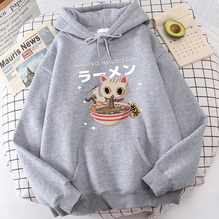 Harajuku Ramen Cat Hoodie - The Mage's Emporium Kore Kawaii Kore Kawaii Shopify Collective Used English Japanese Style Comic Book