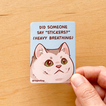 Heavy Breathing Cat Vinyl Sticker (3") - The Mage's Emporium Geoffrey Siu Art LLC Geoffrey Siu Art LLC Shopify Collective Used English Vinyl Sticker Japanese Style Comic Book