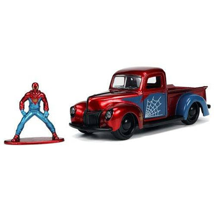 Hollywood Rides 1941 Ford Pickup 1:32 Scale Die - Cast Metal Vehicle with Proto - Suit Spider - Man Figure - The Mage's Emporium ToyShnip Shopify Collective ToyShnip Used English Action Figure Japanese Style Comic Book