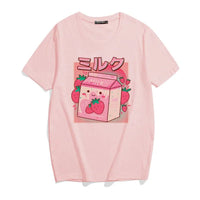 Japanese Strawberry Milk T-Shirt - The Mage's Emporium Kore Kawaii Kore Kawaii Shopify Collective Used English Japanese Style Comic Book