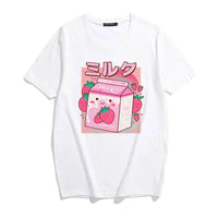 Japanese Strawberry Milk T-Shirt - The Mage's Emporium Kore Kawaii Kore Kawaii Shopify Collective Used English Japanese Style Comic Book