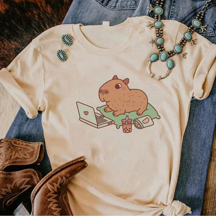 Kawaii Capybara T-Shirts - The Mage's Emporium Kore Kawaii Kore Kawaii Shopify Collective Used English Japanese Style Comic Book