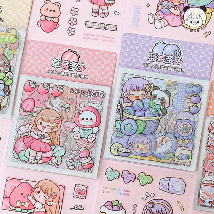 Kawaii Girl & Fruit Scrapbook Stickers - The Mage's Emporium Kore Kawaii Kore Kawaii Shopify Collective Used English Japanese Style Comic Book