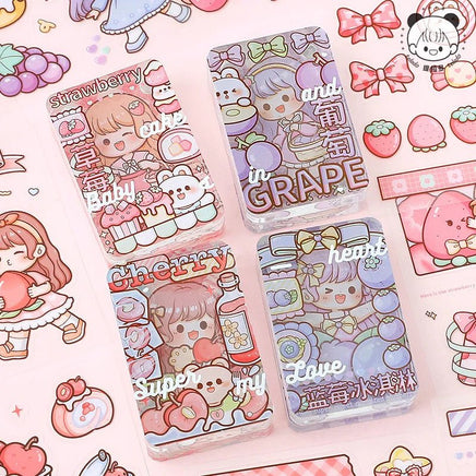 Kawaii Girl & Fruit Scrapbook Stickers - The Mage's Emporium Kore Kawaii Kore Kawaii Shopify Collective Used English Japanese Style Comic Book