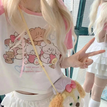 Kawaii Hearts Club Animals T-Shirt - The Mage's Emporium Kore Kawaii Kore Kawaii Shopify Collective Used English Japanese Style Comic Book