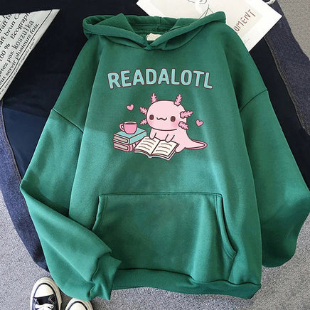 Kawaii "ReadAlotl" Axolotl Hoodie - The Mage's Emporium Kore Kawaii Kore Kawaii Shopify Collective Used English Japanese Style Comic Book