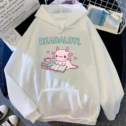 Kawaii "ReadAlotl" Axolotl Hoodie - The Mage's Emporium Kore Kawaii Kore Kawaii Shopify Collective Used English Japanese Style Comic Book