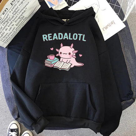 Kawaii "ReadAlotl" Axolotl Hoodie - The Mage's Emporium Kore Kawaii Kore Kawaii Shopify Collective Used English Japanese Style Comic Book