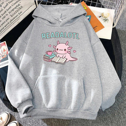 Kawaii "ReadAlotl" Axolotl Hoodie - The Mage's Emporium Kore Kawaii Kore Kawaii Shopify Collective Used English Japanese Style Comic Book