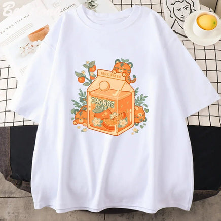 Kawaii Tiger Orange Juice T-Shirt - The Mage's Emporium Kore Kawaii Kore Kawaii Shopify Collective Used English Japanese Style Comic Book