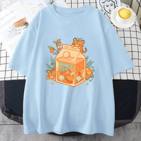 Kawaii Tiger Orange Juice T-Shirt - The Mage's Emporium Kore Kawaii Kore Kawaii Shopify Collective Used English Japanese Style Comic Book