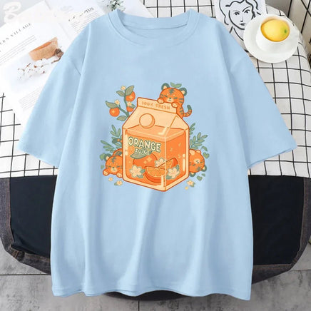 Kawaii Tiger Orange Juice T-Shirt - The Mage's Emporium Kore Kawaii Kore Kawaii Shopify Collective Used English Japanese Style Comic Book
