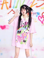 KOSAHIKI Pink Harajuku Graphic T-shirt - The Mage's Emporium Kore Kawaii Kore Kawaii Shopify Collective Used English Japanese Style Comic Book
