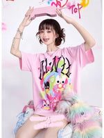 KOSAHIKI Pink Harajuku Graphic T-shirt - The Mage's Emporium Kore Kawaii Kore Kawaii Shopify Collective Used English Japanese Style Comic Book