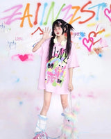 KOSAHIKI Pink Harajuku Graphic T-shirt - The Mage's Emporium Kore Kawaii Kore Kawaii Shopify Collective Used English Japanese Style Comic Book
