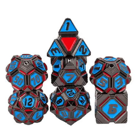 Metal 7 Piece Polyhedral Dice Set - UFO Mechanical Theme - The Mage's Emporium PunkOuter Games PunkOuter Games Shopify Collective Used English Dice Japanese Style Comic Book