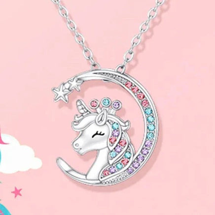 Moon Unicorn Crystal Pendant Necklace - The Mage's Emporium Kore Kawaii Kore Kawaii Shopify Collective Used English Japanese Style Comic Book