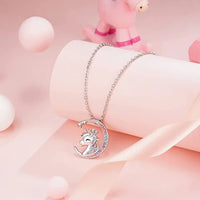 Moon Unicorn Crystal Pendant Necklace - The Mage's Emporium Kore Kawaii Kore Kawaii Shopify Collective Used English Japanese Style Comic Book