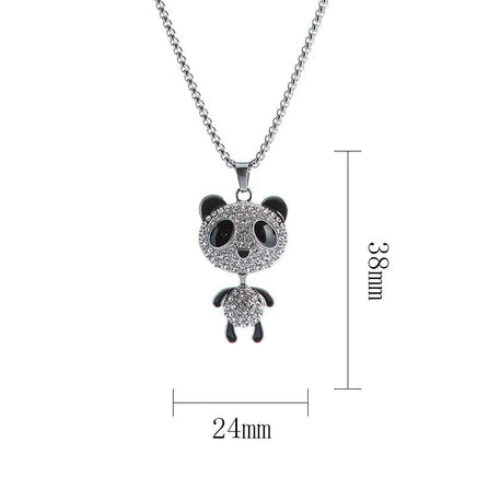 Movable Panda Rhinestone Pendant Necklace - The Mage's Emporium Kore Kawaii Kore Kawaii Shopify Collective Used English Japanese Style Comic Book