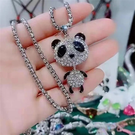 Movable Panda Rhinestone Pendant Necklace - The Mage's Emporium Kore Kawaii Kore Kawaii Shopify Collective Used English Japanese Style Comic Book