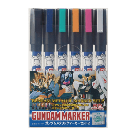 Mr. Hobby: Gundam Marker - Metallic Marker Set #2 (6 Markers) - The Mage's Emporium Shumi Toys & Gifts Shopify Collective Shumi Toys & Gifts Used English Merchandise - Tools Japanese Style Comic Book