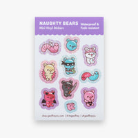 Naughty Bears Mini Vinyl Sticker Sheet - The Mage's Emporium Geoffrey Siu Art LLC Geoffrey Siu Art LLC Shopify Collective Used English Sticker Sheet Japanese Style Comic Book