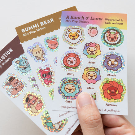 Naughty Bears Mini Vinyl Sticker Sheet - The Mage's Emporium Geoffrey Siu Art LLC Geoffrey Siu Art LLC Shopify Collective Used English Sticker Sheet Japanese Style Comic Book