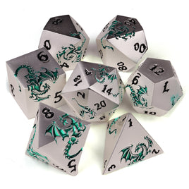 Eye of the Jade Dragon Metal RPG Dice Set | 7 Pieces