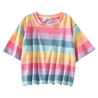 Pastel Rainbow Striped T-Shirt - The Mage's Emporium Kore Kawaii Kore Kawaii Shopify Collective Used English Japanese Style Comic Book