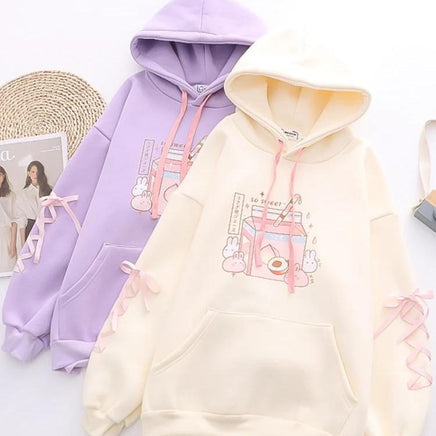 Peach Milk Bunnies Hoodie - The Mage's Emporium Kore Kawaii Kore Kawaii Shopify Collective Used English Japanese Style Comic Book