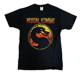 Mortal Kombat Vintage Logo Black Cotton T-Shirt