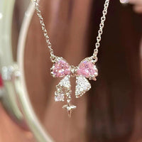 Pink Bow Pendant Necklace - The Mage's Emporium Kore Kawaii Kore Kawaii Shopify Collective Used English Japanese Style Comic Book