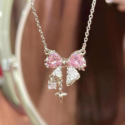 Pink Bow Pendant Necklace - The Mage's Emporium Kore Kawaii Kore Kawaii Shopify Collective Used English Japanese Style Comic Book